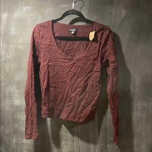 American Eagle Outfitters Maroon Long Sleeve Blouse